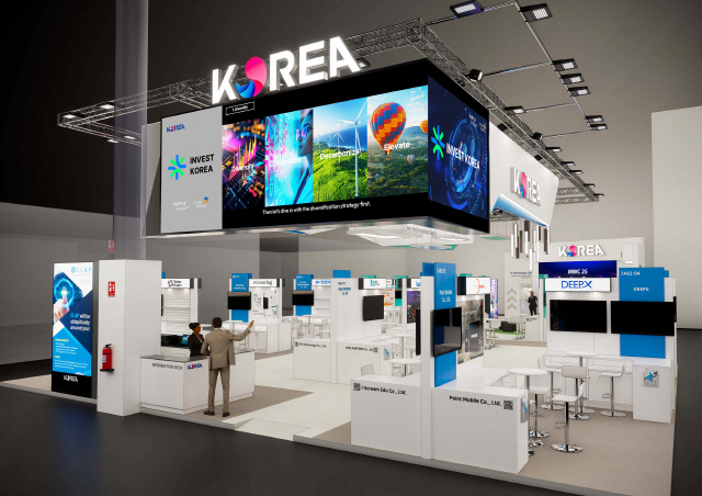 내달 3일부터 열리는 MWC 전시장 7홀 내 구성된 KOTRA 한국관 디자인 전경. <코트라 제공>